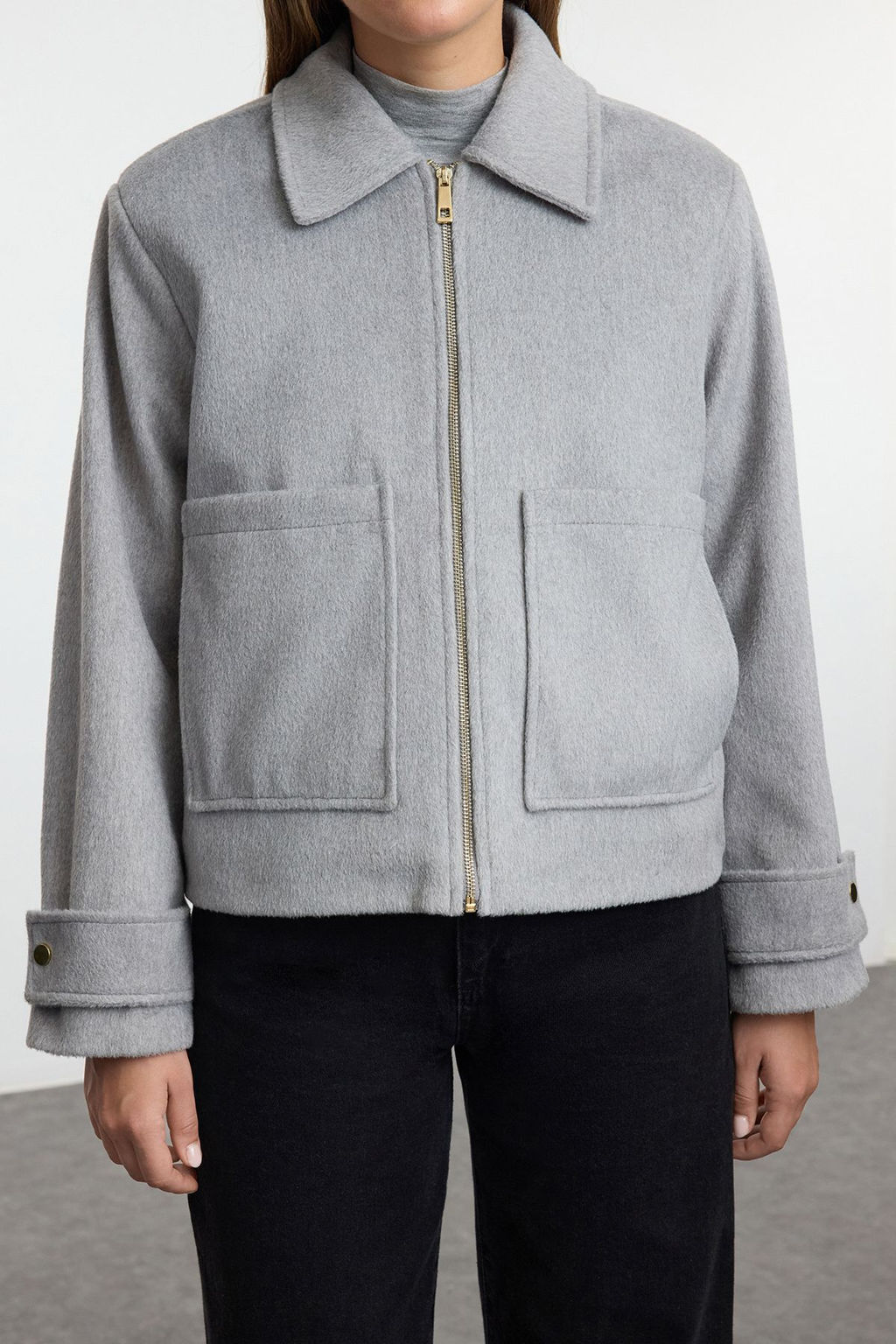 TRENDYOLMILLA Vizon Oversize Kal?p Kase Ince Ceket Mont TWOAW25MO00084  фото 3