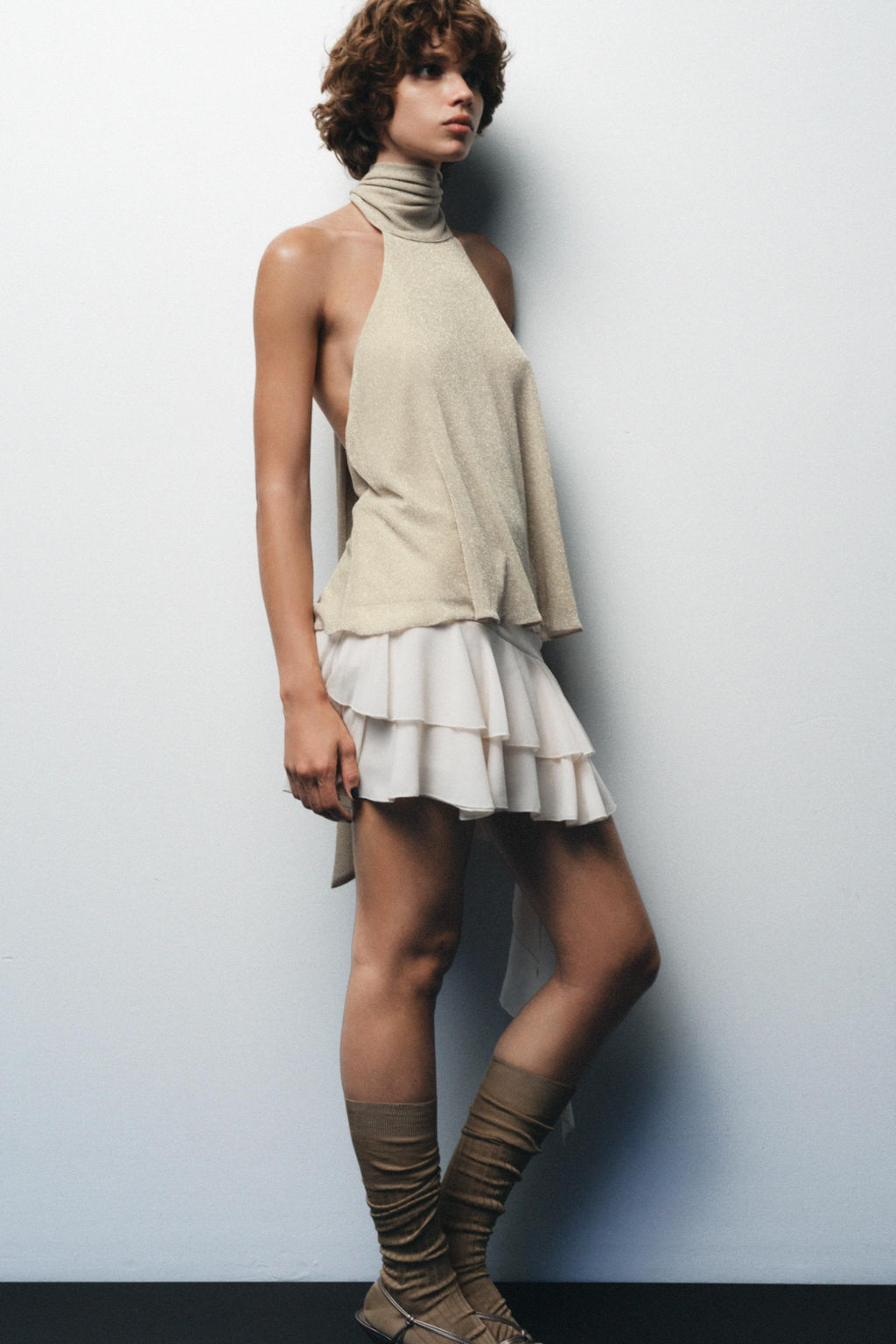 METALLIC THREAD HALTER TOP - Zara фото 17