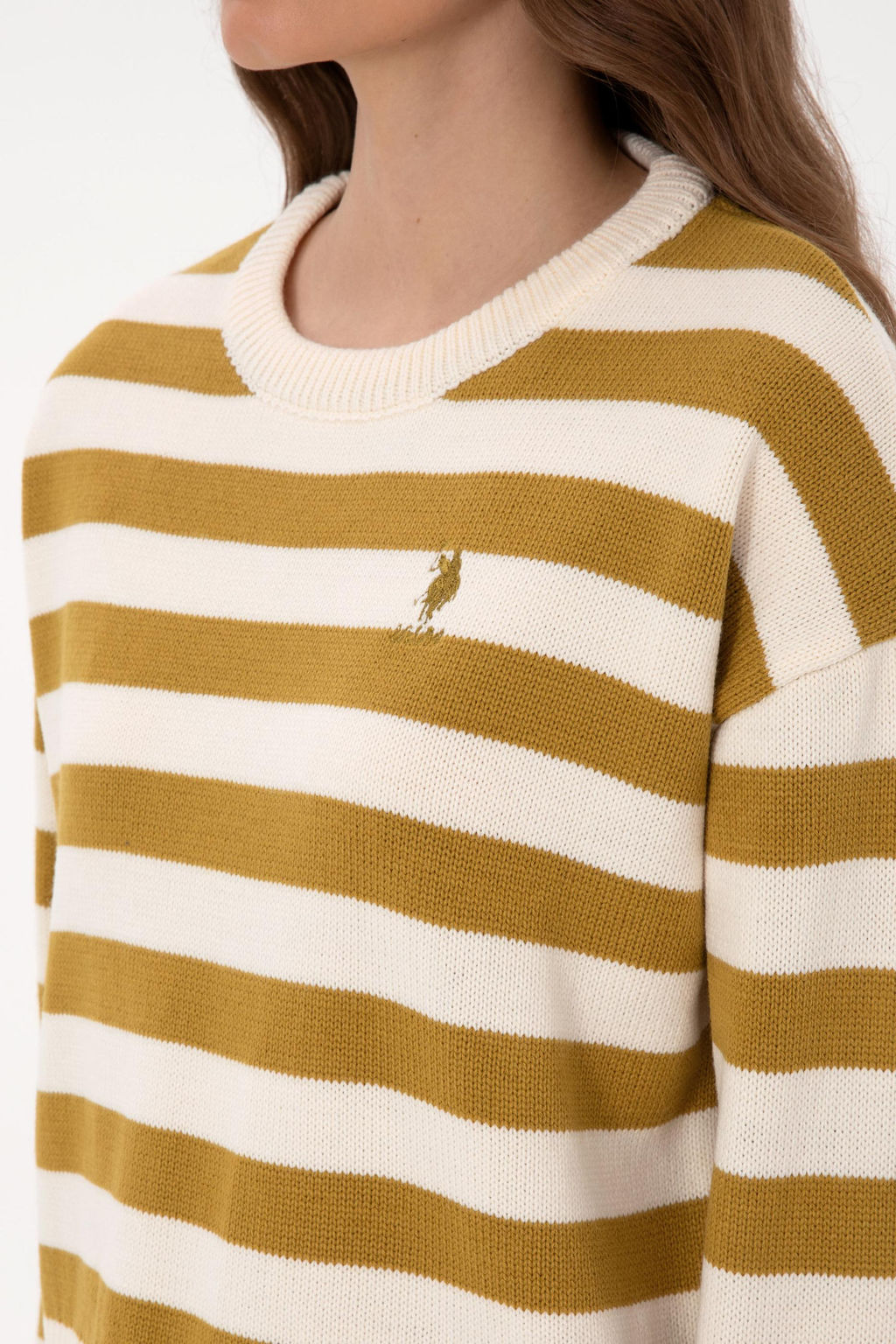 Kad_n Krem _izgili Bisiklet Yaka Kazak - U.s. polo assn фото 7