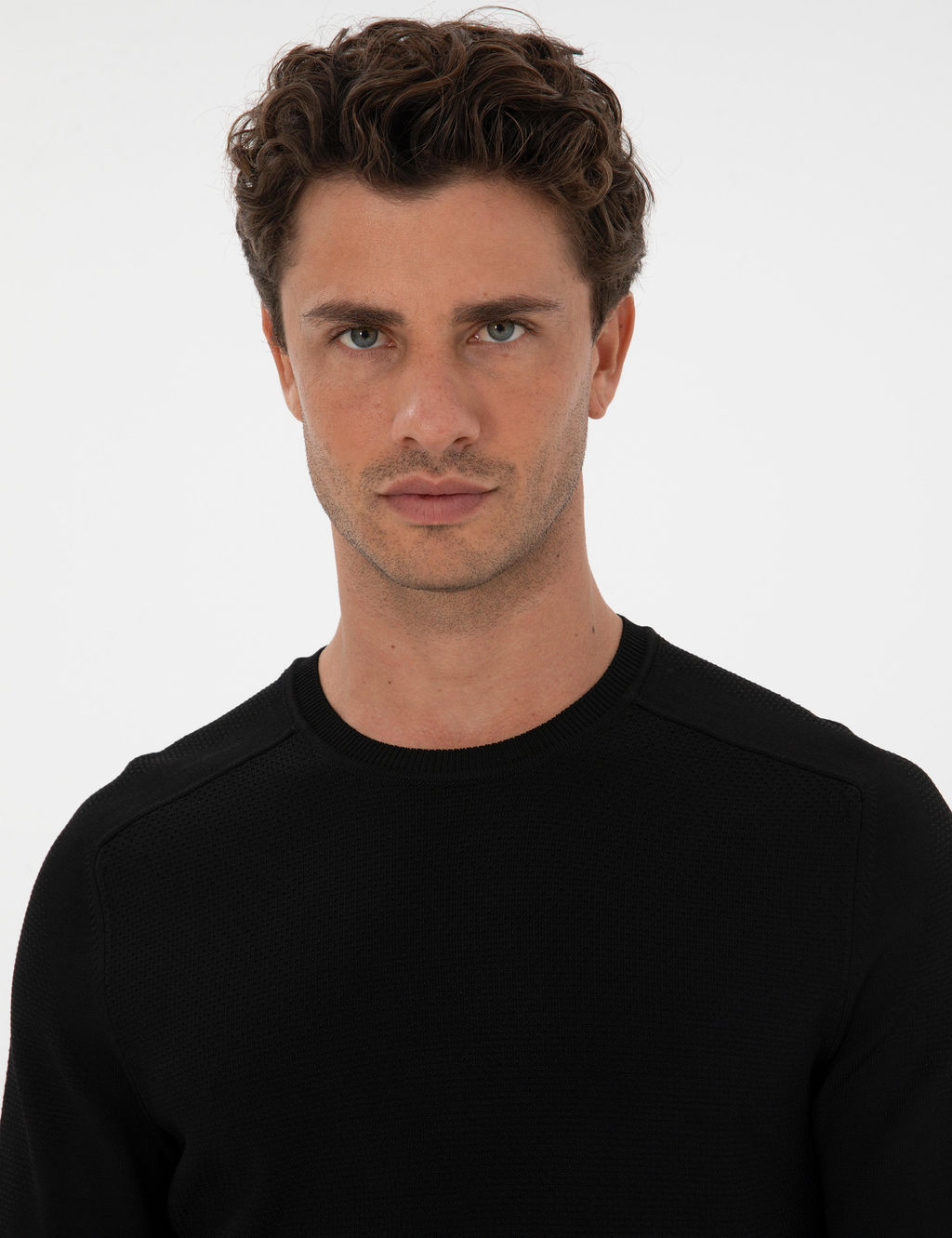 Siyah Slim Fit Bisiklet Yaka Triko Kazak - Pierre cardin фото 2