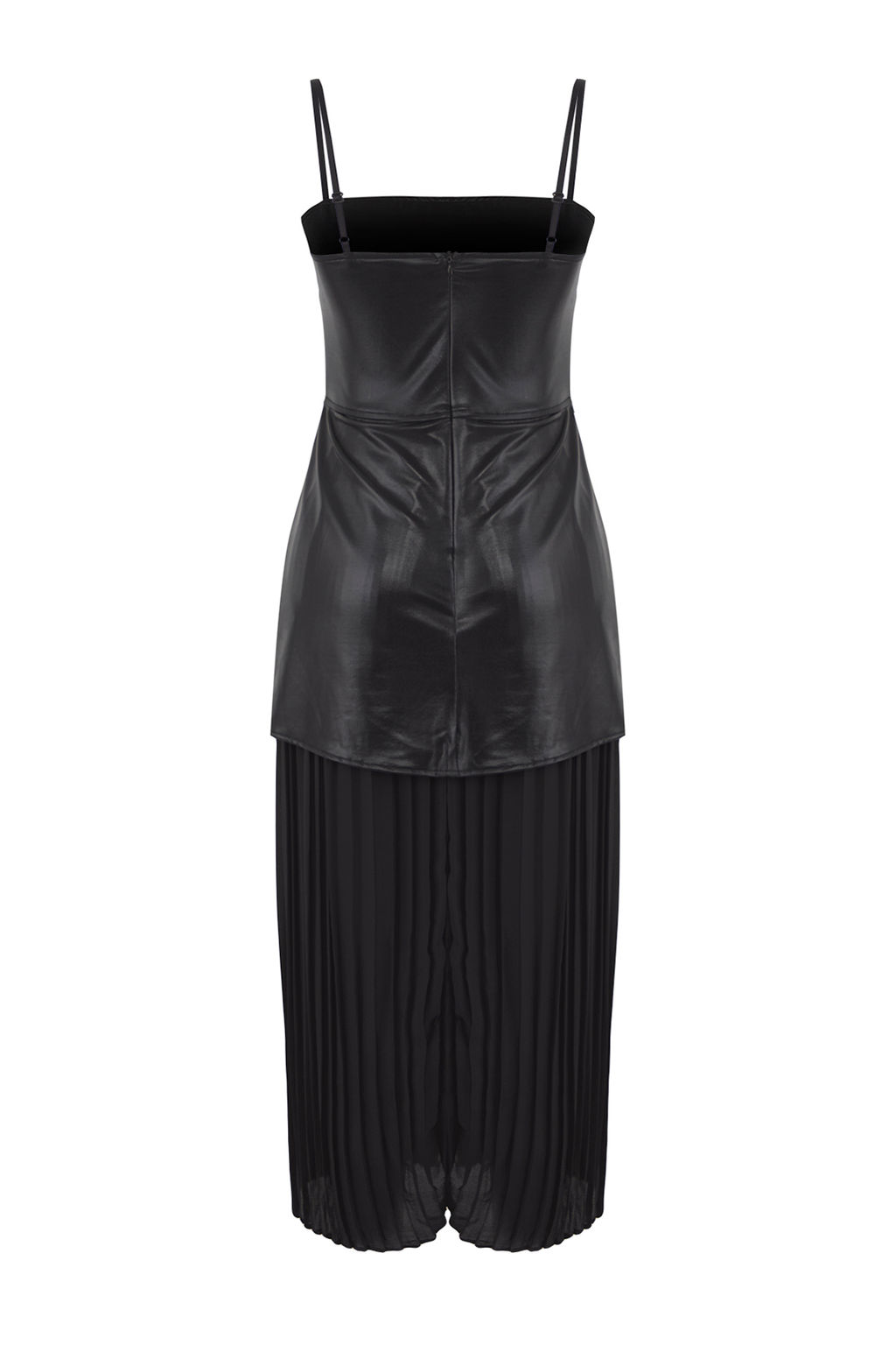 Limited Edition Siyah Suni Deri Etegi Sifon Plilise Detayl? Elbise TWOAW26EL00127 - Trendyolmilla фото 6