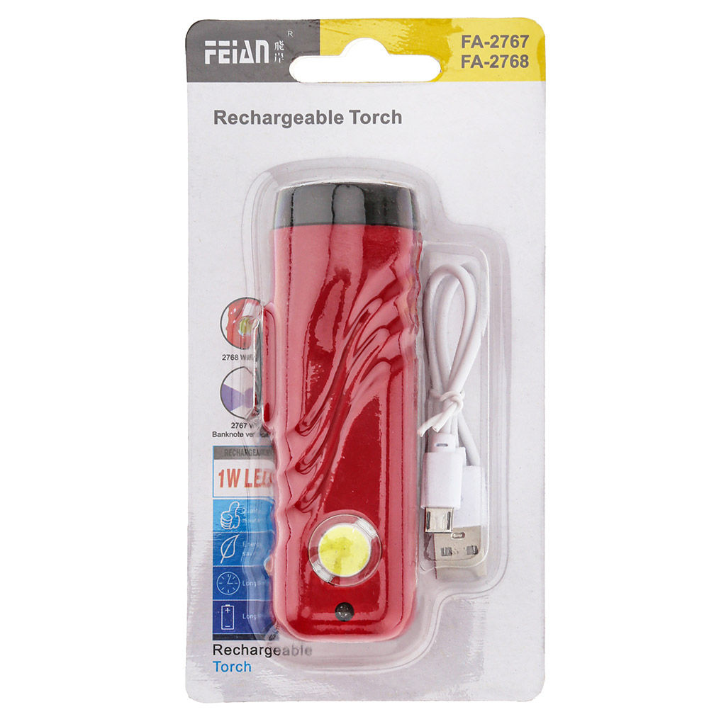 Фонарь ручной 10,7х3,4х3,8см, 2 режима свечения: максимальный; боковой на панеле корпуса, две светодиодные лампы 1Вт/COB, встроенный аккумулятор емкостью 800 мАч, пластиковый корпус, цвет - красно-черный, с USB зарядкой, USB-кабель длиной 28см в комп - Домашняя мода фото 7