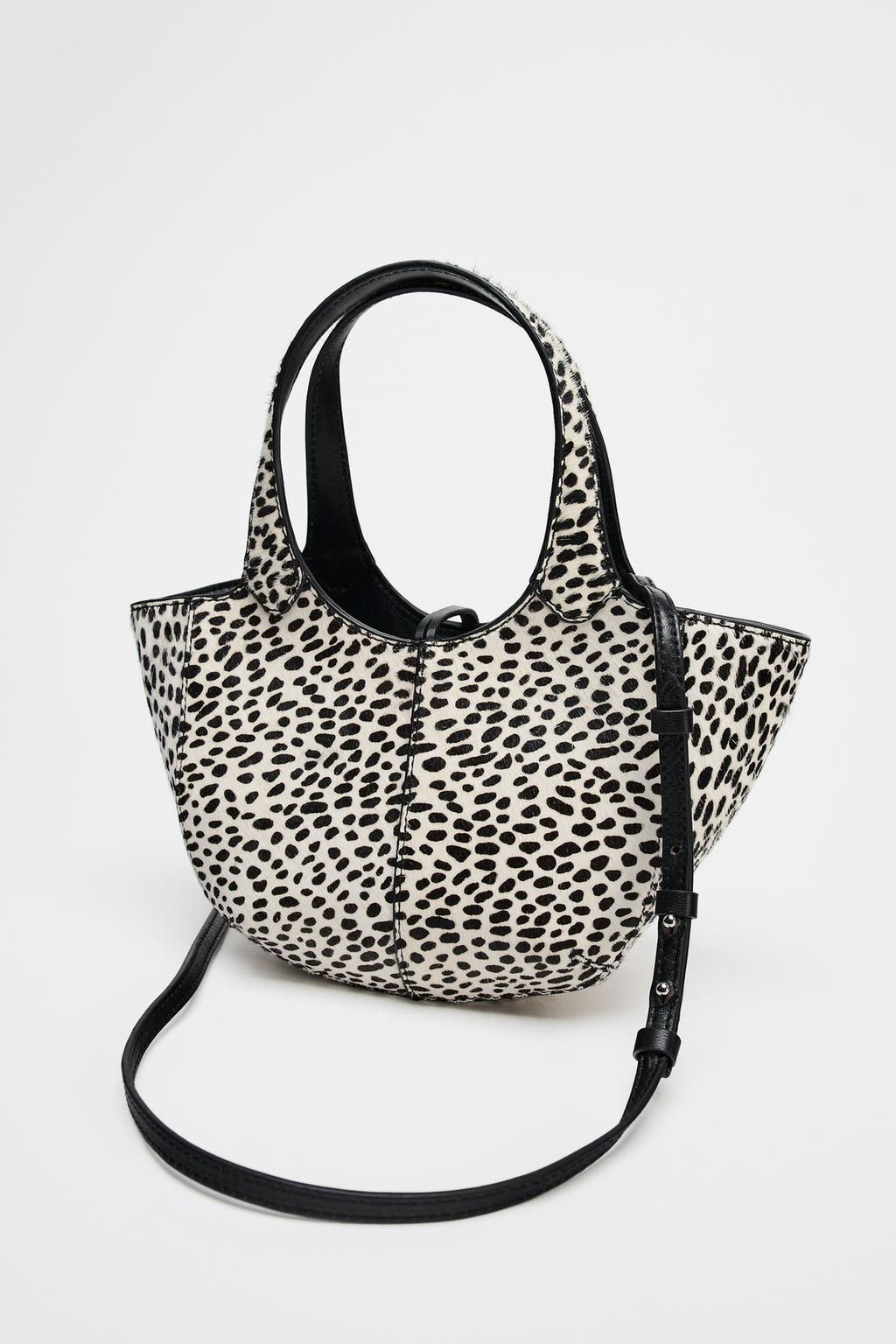LEATHER ANIMAL PRINT MINI SHOPPER BAG - Zara фото 3