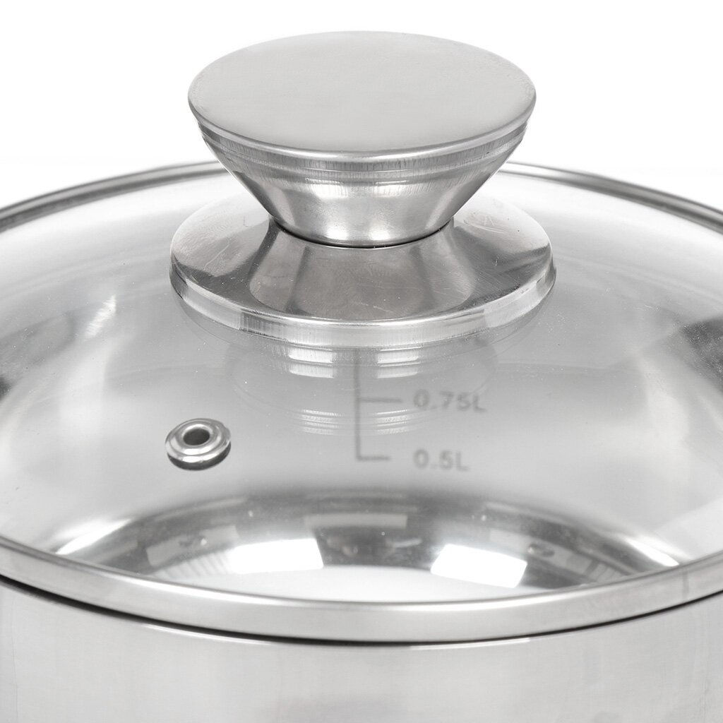 Кастрюля нерж ОПТИМА 2,2л со стекл рй нерж/ручки индуция Daniks QS-S-18/GS-01201-18CA (332354)  фото 2