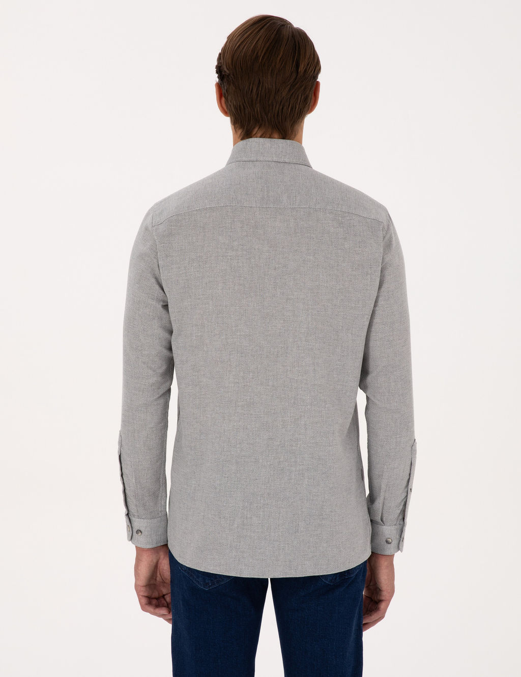 Gri Slim Fit Uzun Kollu G_mlek