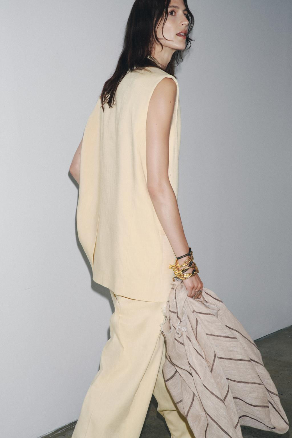 ZW COLLECTION WIDE-LEG DARTED TROUSERS - Zara фото 4