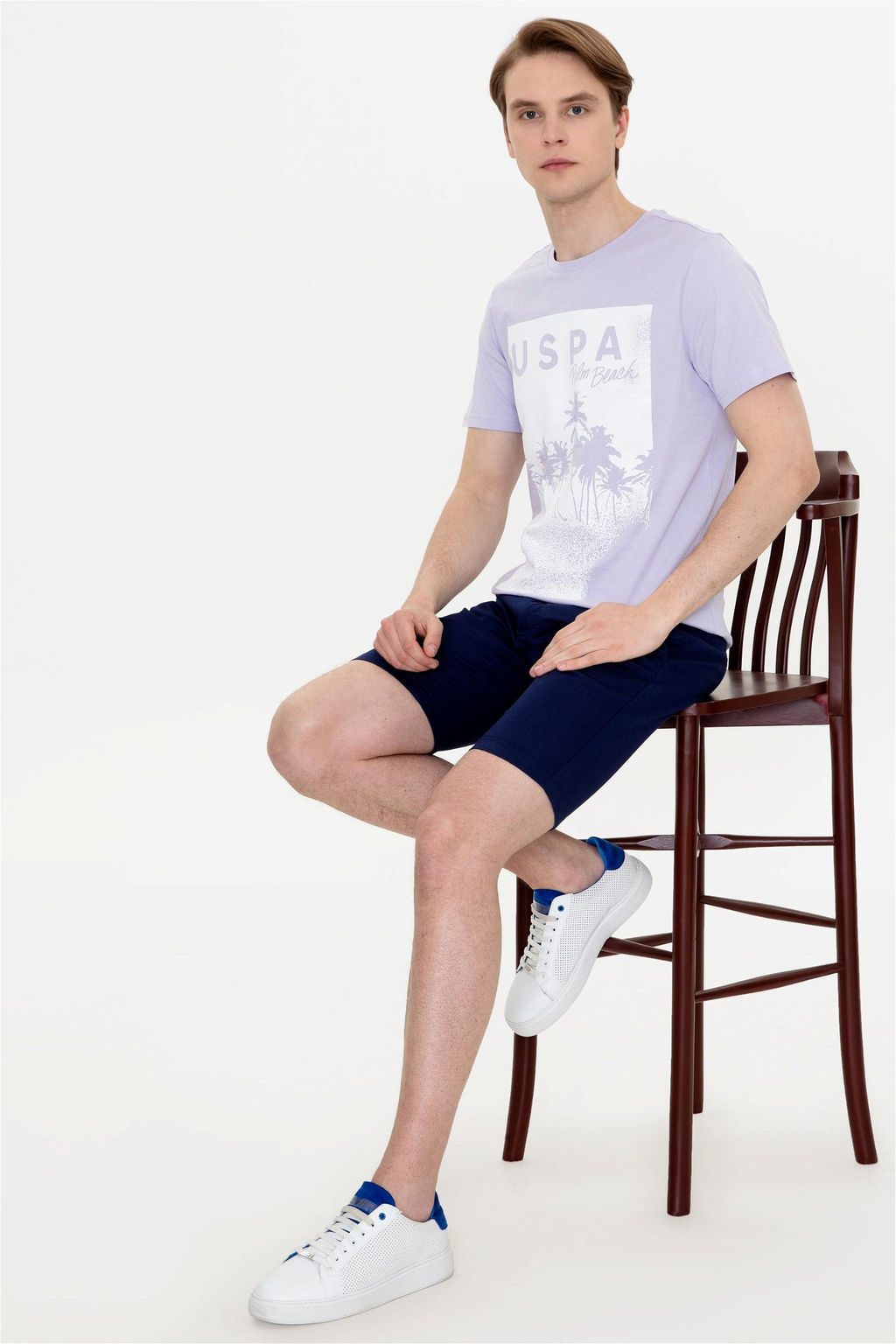 U. S. Polo Assn Мужская сиреневая футболка с круглым вырезом - U.s. polo assn фото 7