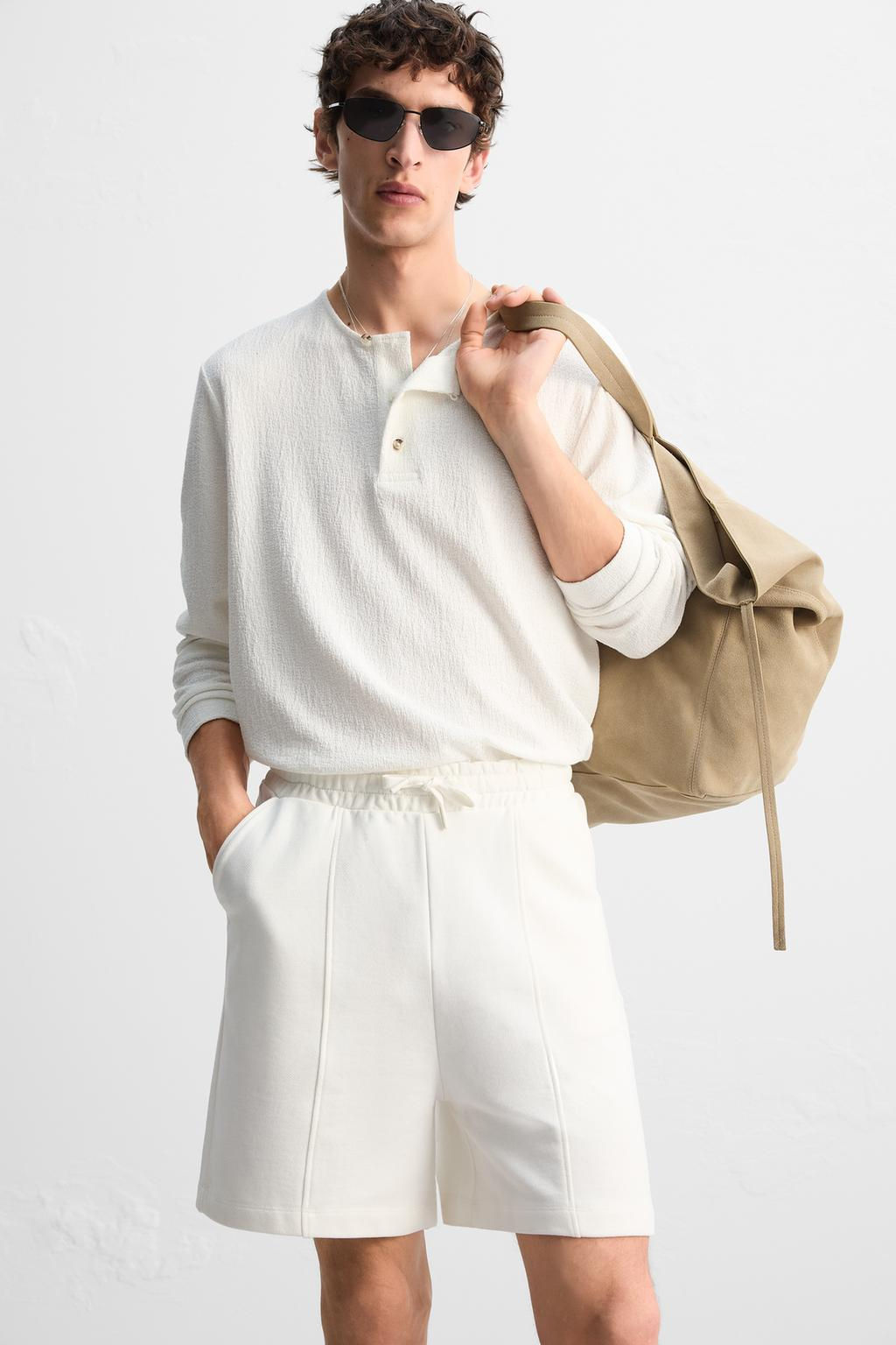 STITCHED JOGGER BERMUDA SHORTS - Zara фото 6