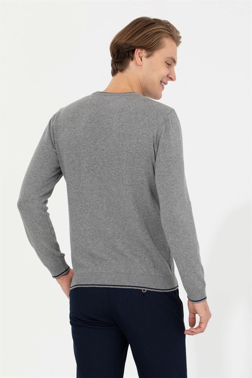 U. S. Polo Assn Мужской серый меланжевый трикотаж с круглым вырезом - U.s. polo assn фото 11