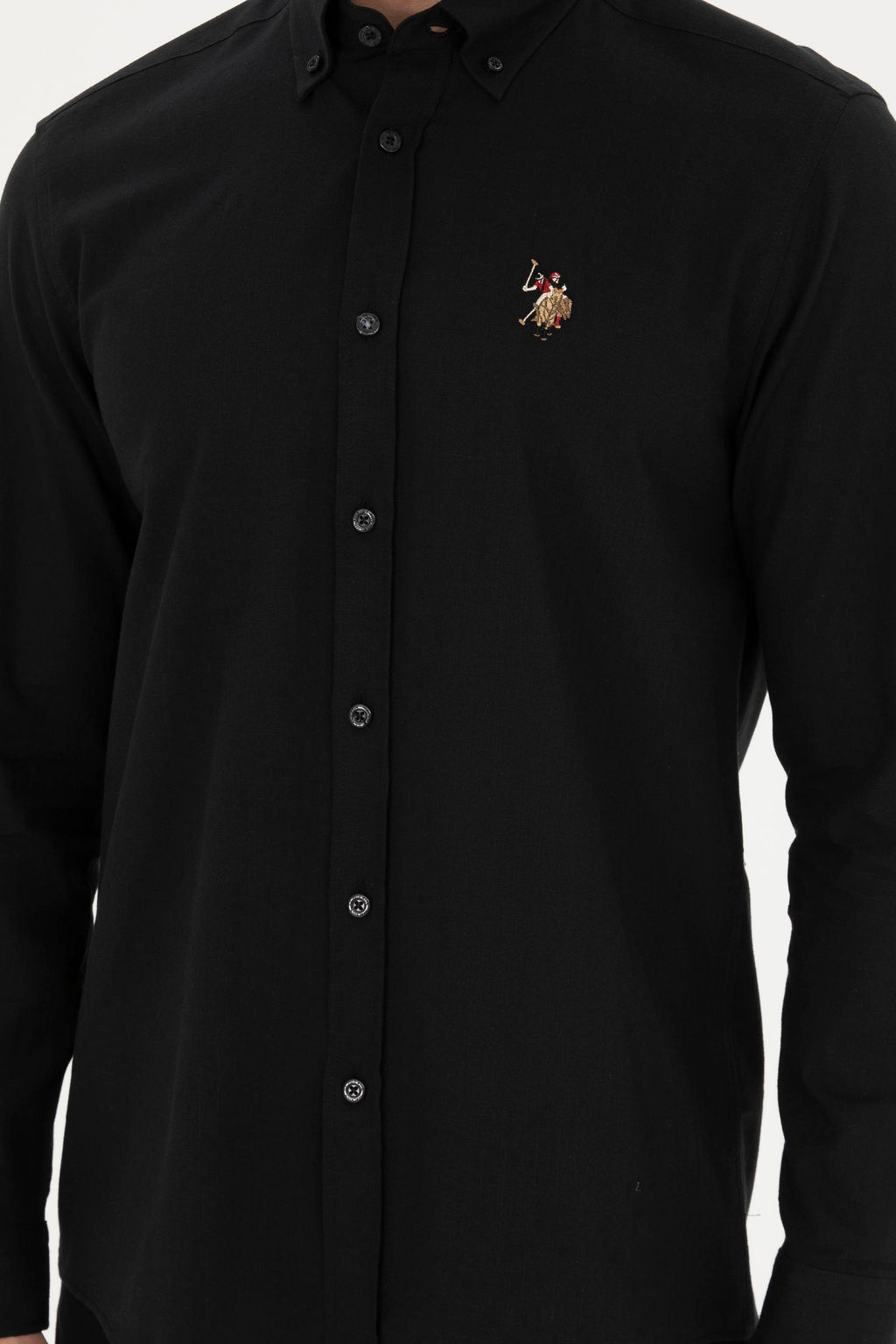 Мужская черная базовая рубашка с длинным рукавом - U.s. polo assn фото 6