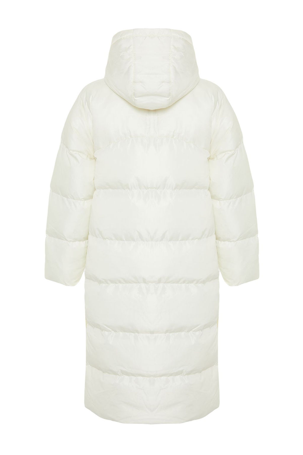 TRENDYOLMILLA Ekru Regular Kapusonlu Yandan C?t C?t Detayl? Su Itici Uzun Sisme Mont TWOAW24MO00104  фото 19