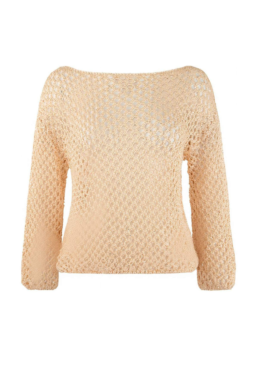 Alt?n Payetli Iplik Ajurlu Kay?k Yaka Triko Kazak TWOSS26KZ00005