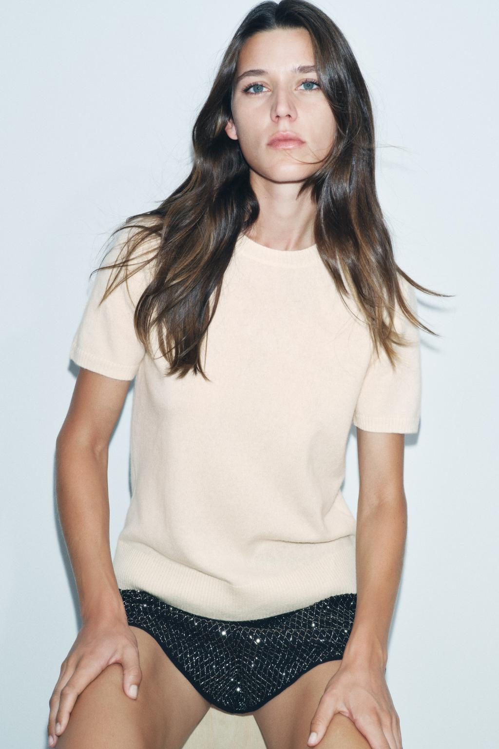 BASIC 100% CASHMERE SHORT SLEEVE TOP - Zara фото 4
