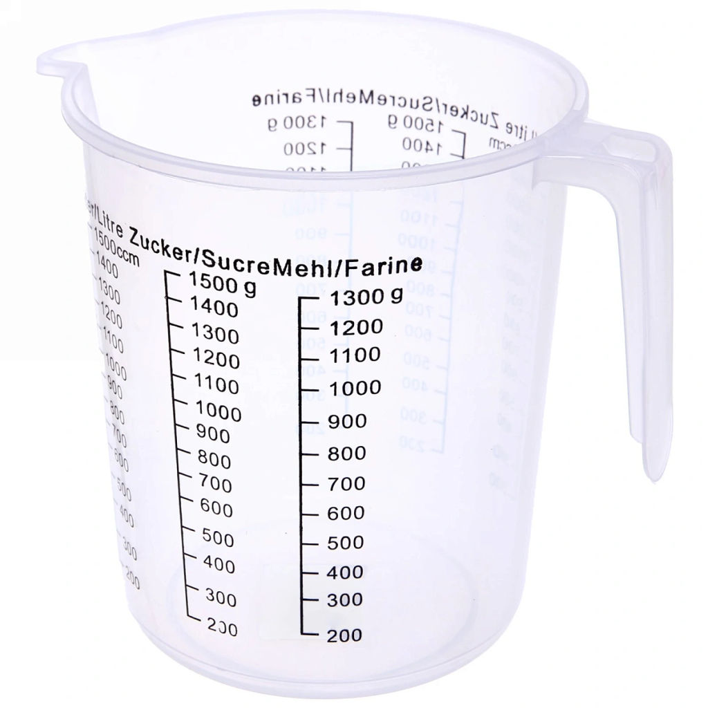 Цена за 5 шт. Ёмкость мерная 1,5л с черной шкалой