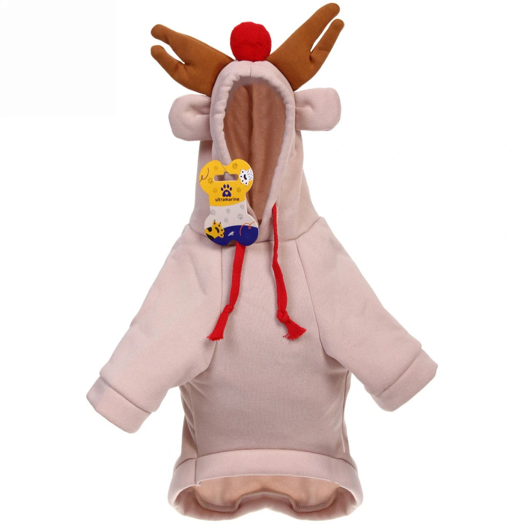 Кофта-толстовка для собаки "Wonderful style-Олень Рудольф" с капюшоном, размер XL (56*40см) Ultramarine