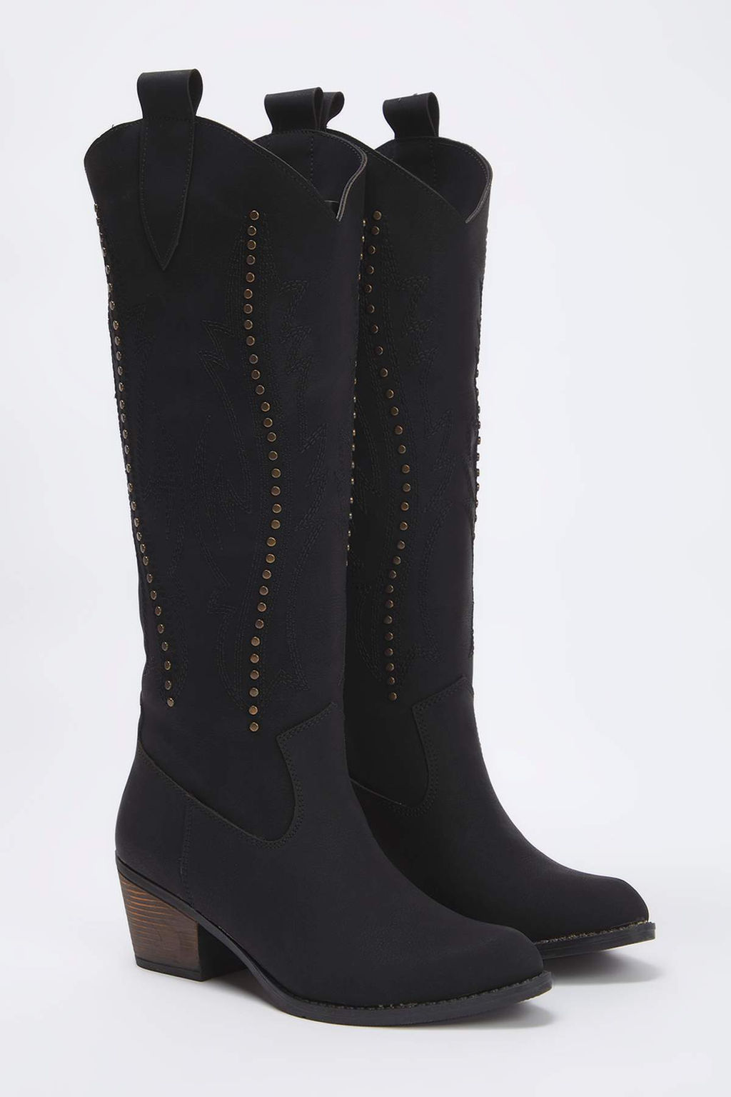 Siyah Suet Nubuk Nak?sl? ve Troklu Badem Burun Blok Topuklu Kovboy Kad?n Cizme TAKAW26CZ00001 - Trendyolmilla фото 5