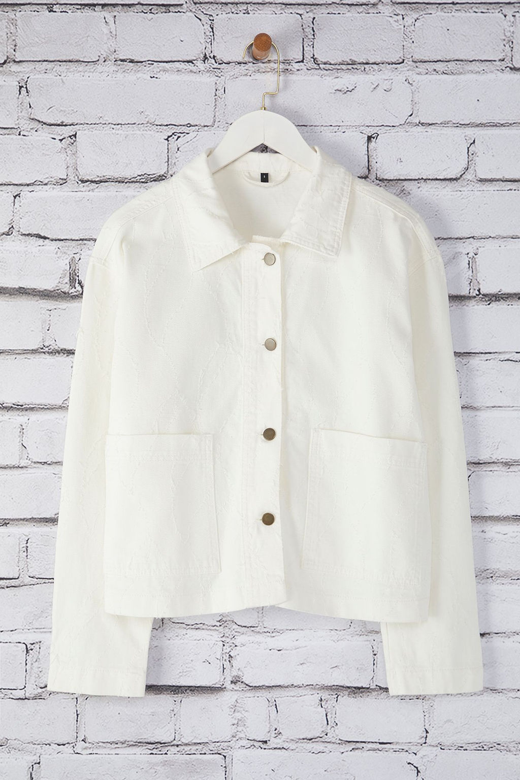 TRENDYOLMILLA Beyaz Oversize Desenli Ince Ceket Mont TWOSS25MO00016 фото 6