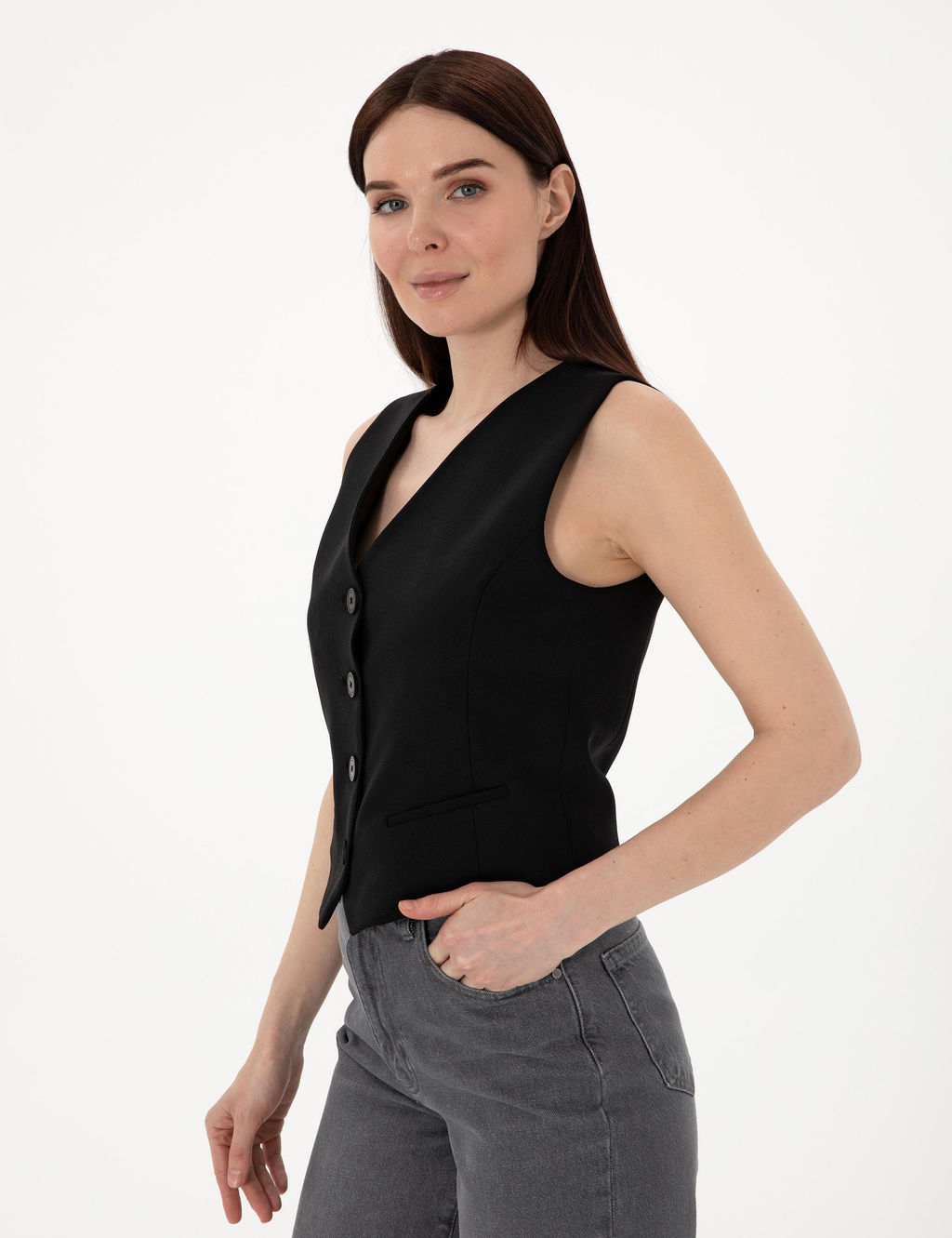 Siyah Slim Fit Yelek - Pierre cardin фото 3