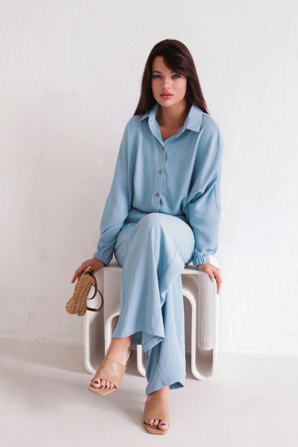 9650 Костюм в пижамном стиле голубой - Martichelli фото 26