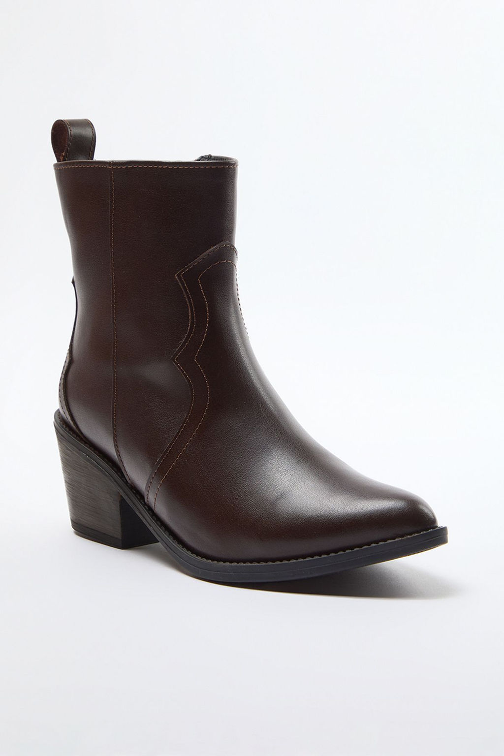 Kahverengi Kad?n 5 cm Blok Topuklu Kovboy Bot TAKAW25BO00033