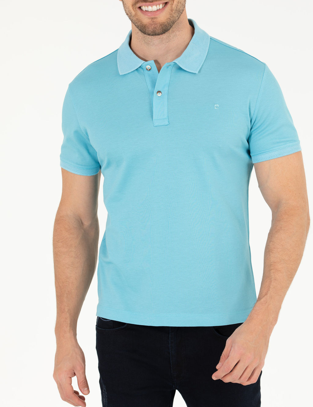 A__k Mavi Slim Fit %100 Pamuk Polo Yaka Merserize Ti__rt