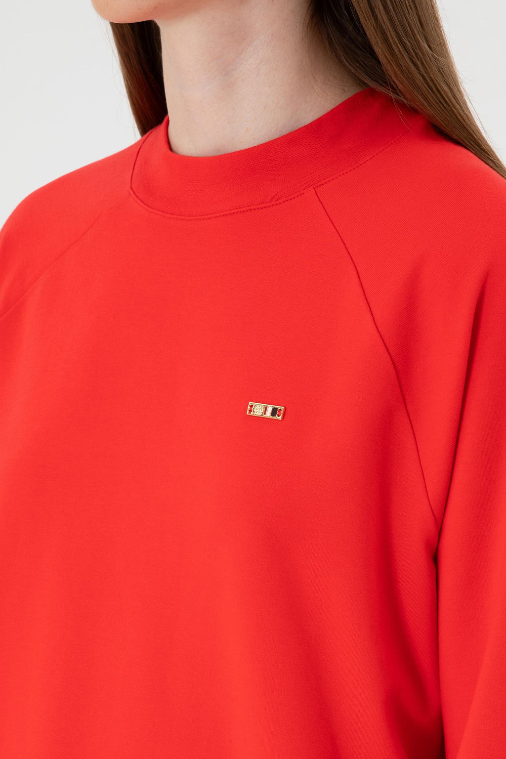 Kad_n K_rm_z_ Regular Bisiklet Yaka Basic Sweatsh_rt
