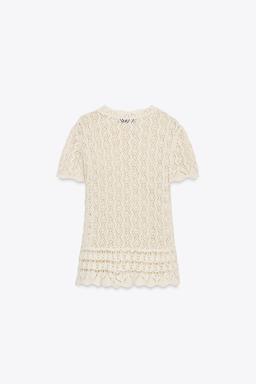 SHORT SLEEVE POINTELLE KNIT TOP - Zara фото 17