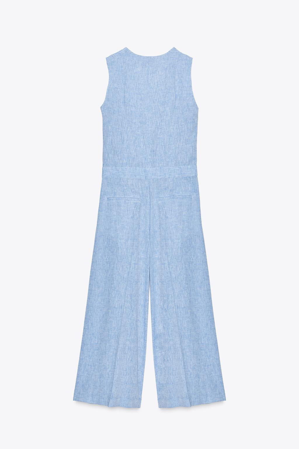 LINEN BLEND WAISTCOAT JUMPSUIT - Zara фото 7