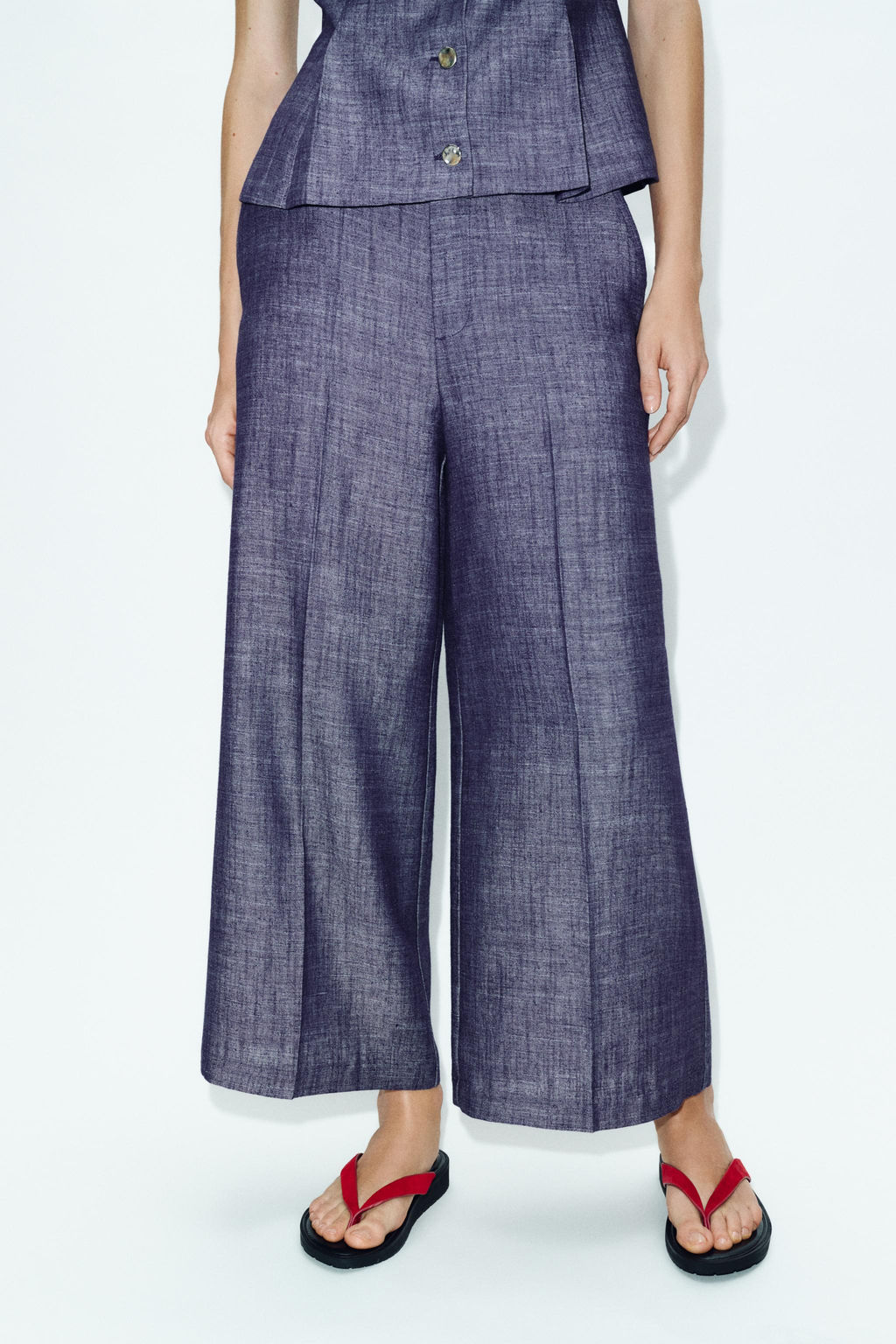 PANTAL?N CULOTTE TIRO ALTO SET / ?ndigo