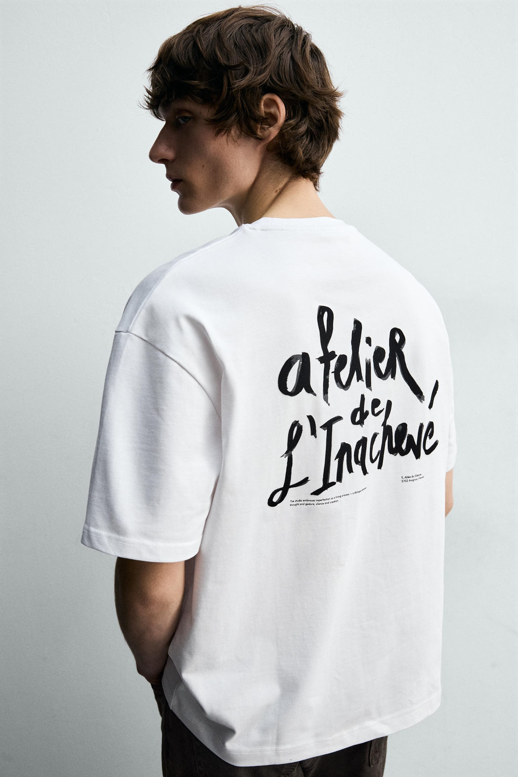 CAMISETA TEXTO CON TEXTURA / Blanco - Zara фото 6