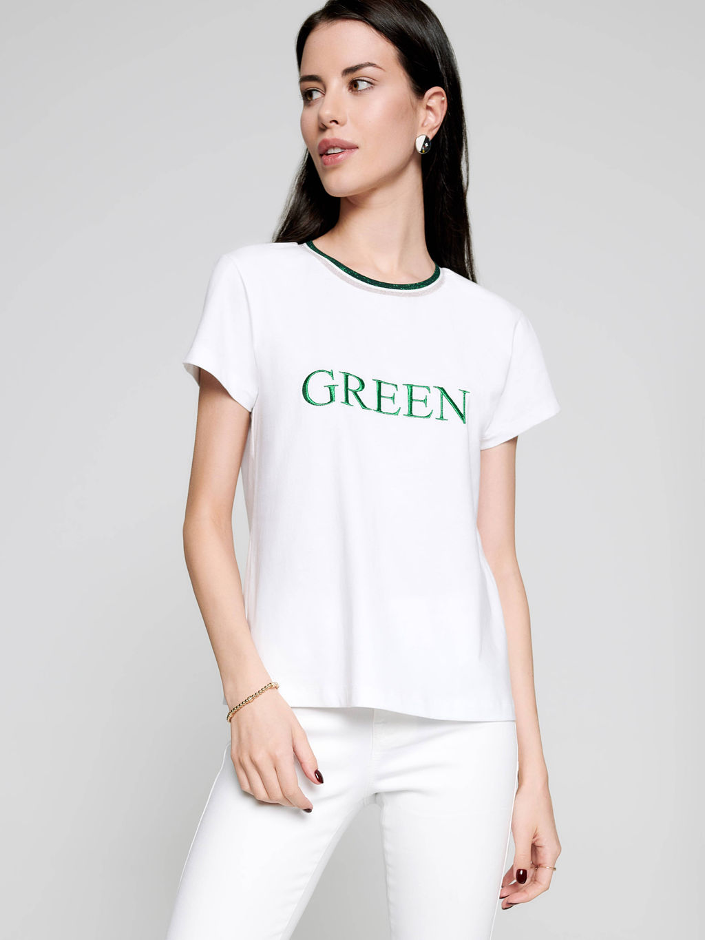 CONTE Белая футболка с сияющей вышивкой "Green" LD 1108 white