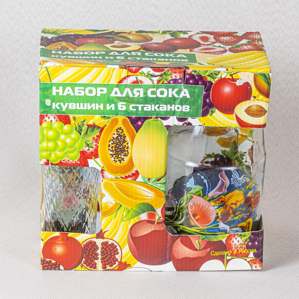 Набор 7пр (кувшин "Радуга" +6 стаканов) с деколью