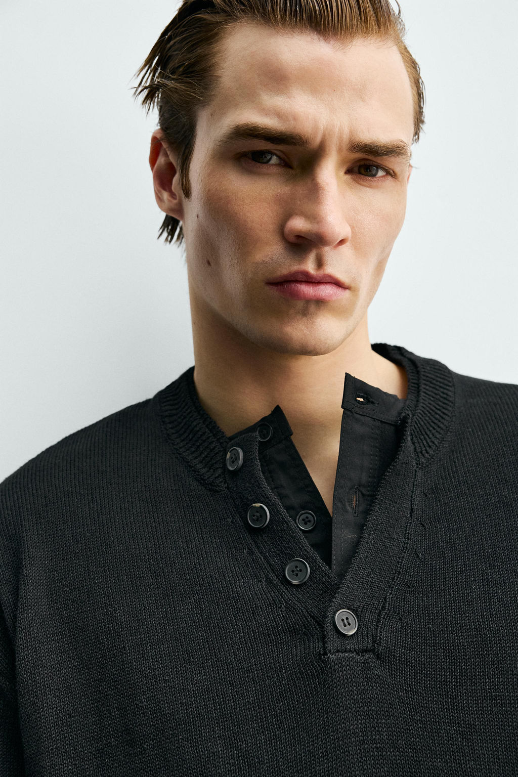 CAMISETA PUNTO ALGOD?N - LINO / Negro - Zara фото 5