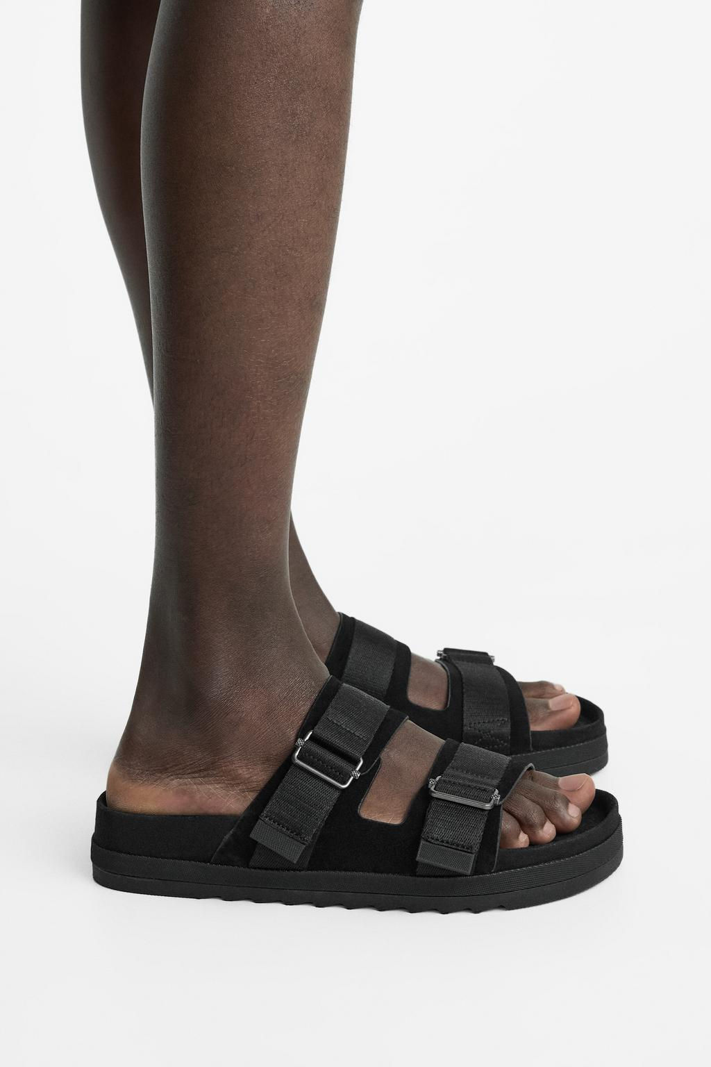 DOUBLE STRAP LEATHER SANDALS - Zara фото 2