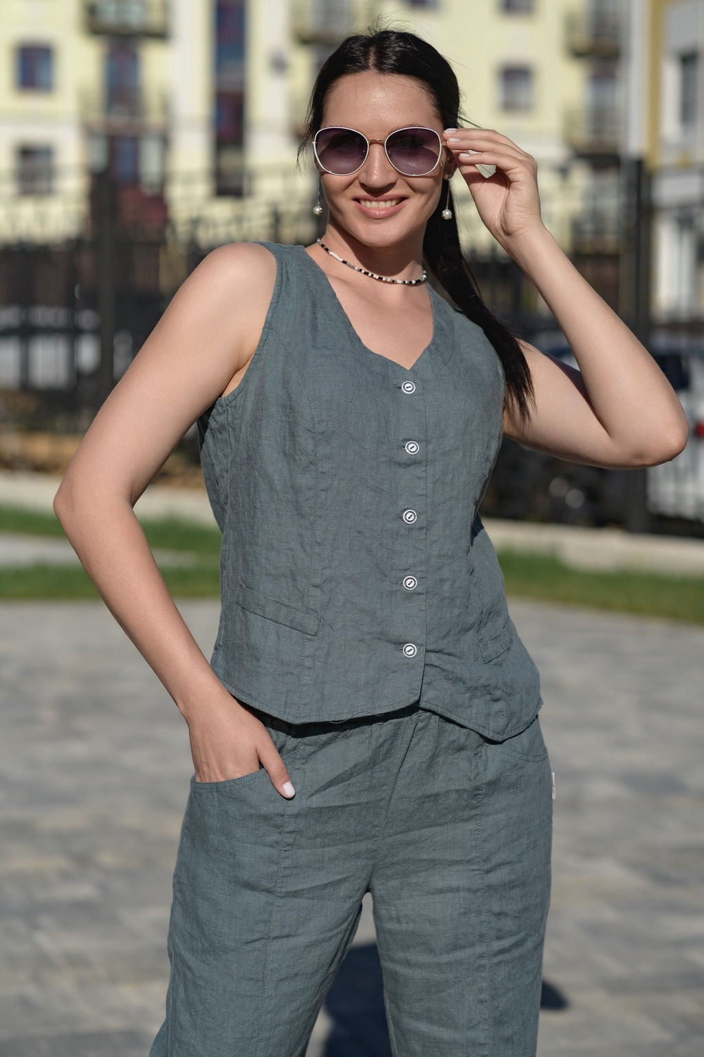 Жилет 100% лен - Новый лен фото 10