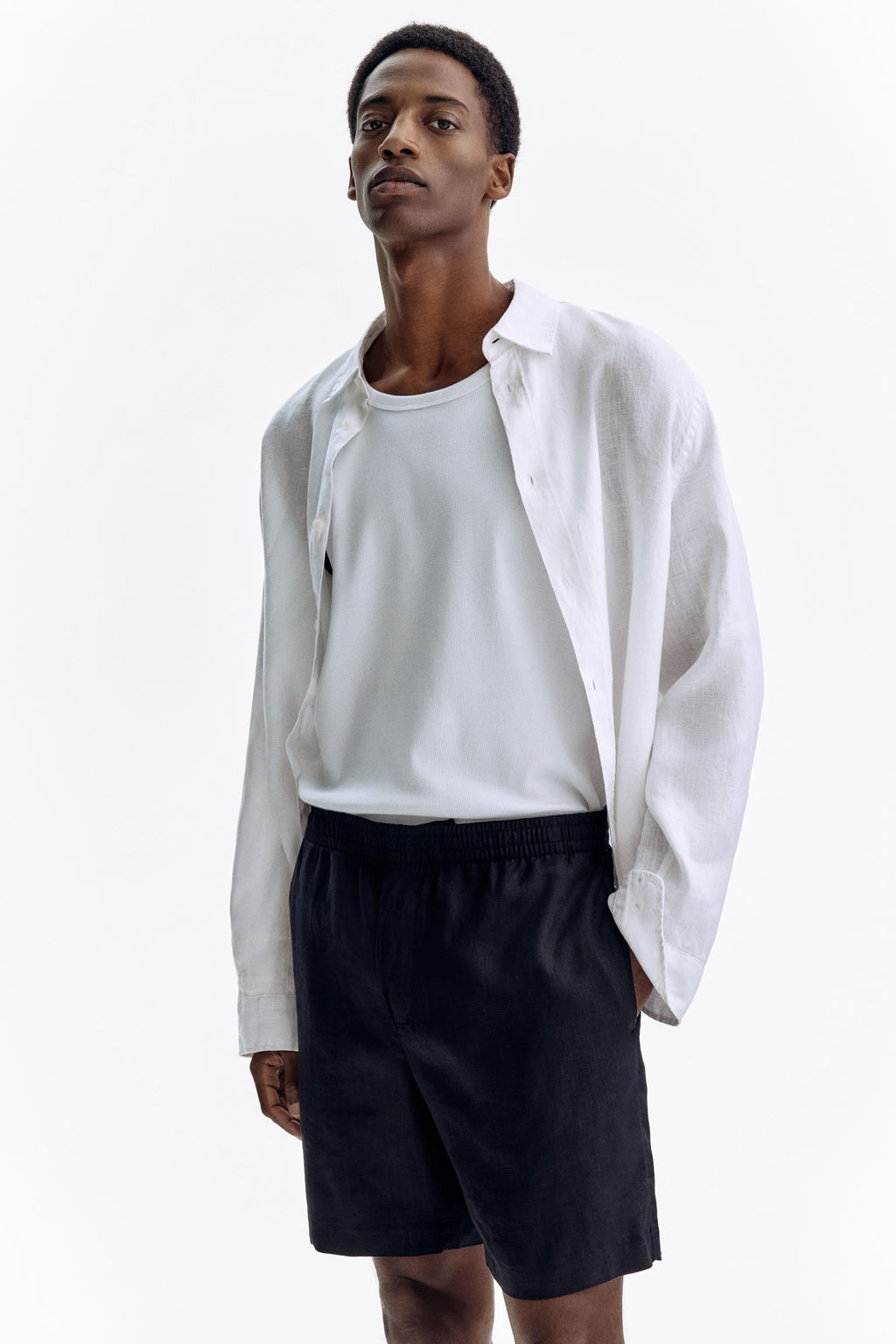 Pantal?n corto de lino Regular Fit - H&m фото 3