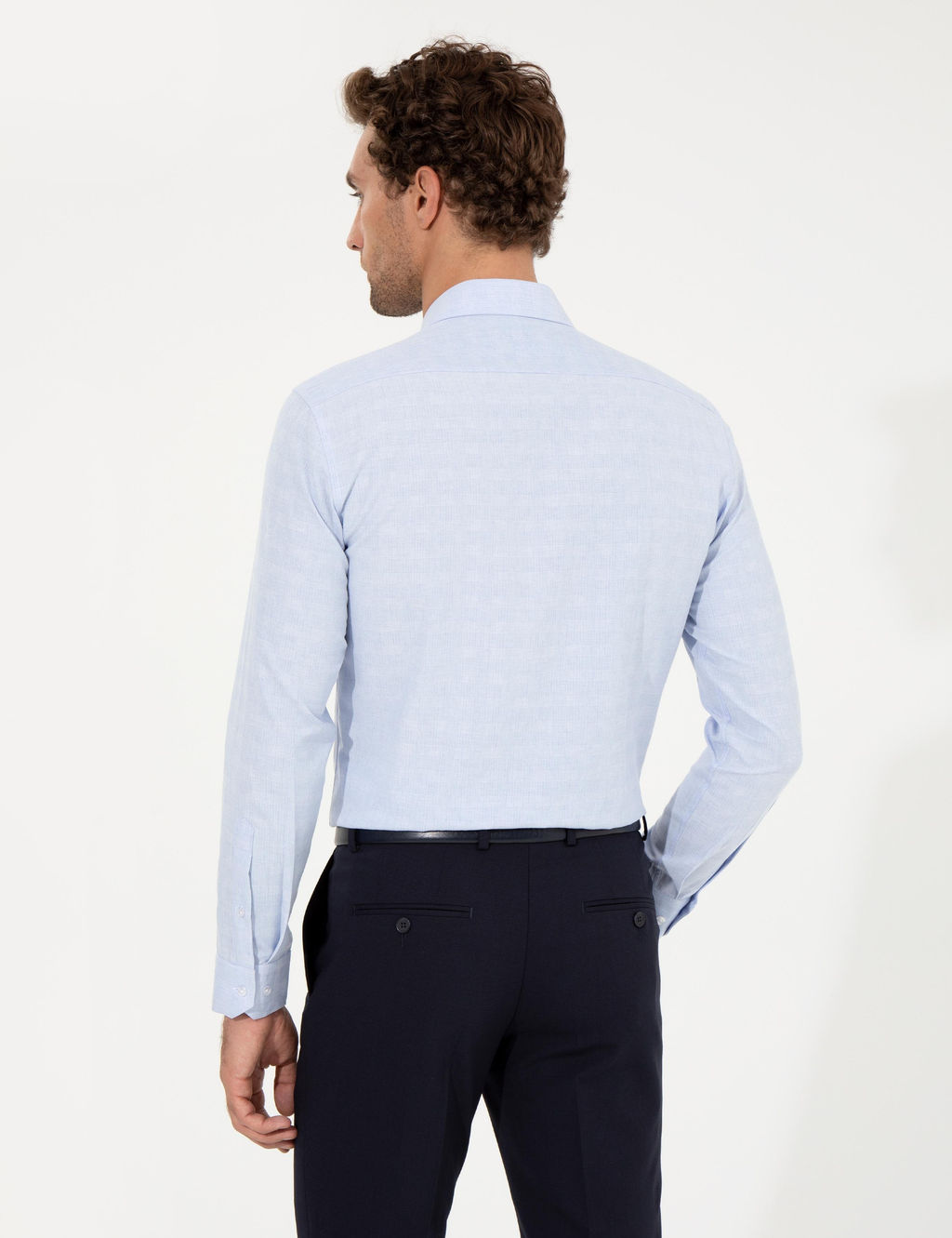 Синяя зауженная рубашка с длинным рукавом - Cacharel фото 5