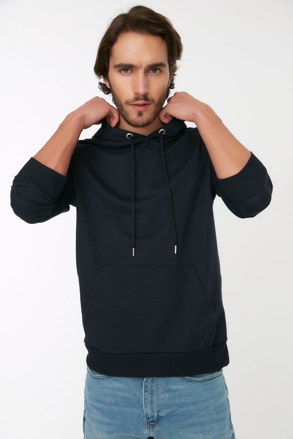 TRENDYOL MAN Mavi Regular/Normal Kesim Kapusonlu Uzun Kollu Sweatshirt TMNAW20SW0162 - Trendyolmilla фото 9