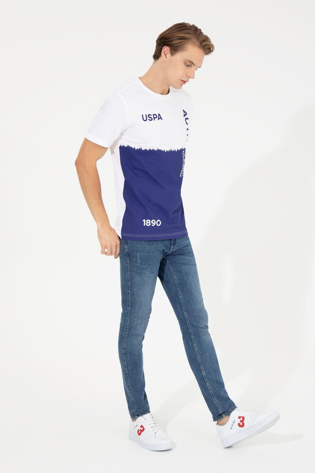 U. S. Polo Assn Мужская синяя футболка с круглым вырезом - U.s. polo assn фото 4