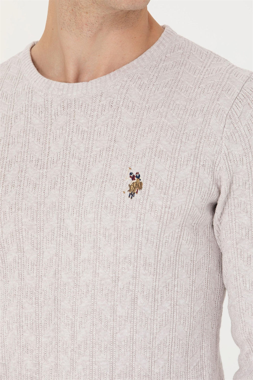 U. S. Polo Assn Мужской базовый свитер из каменного меланжа - U.s. polo assn фото 7