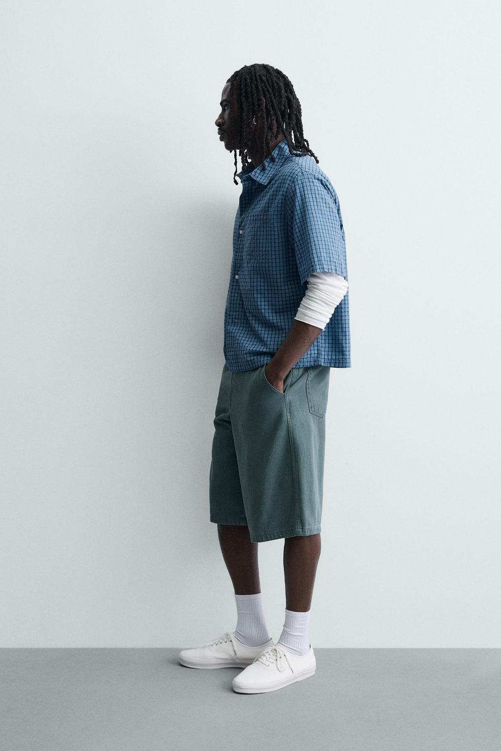 CAMISA BOXY FIT CUADROS / Azul - Zara фото 4