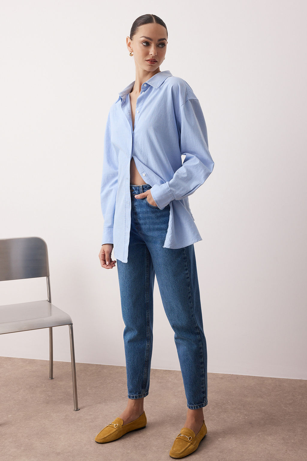 Ac?k Mavi Yuksek Bel Mom Jeans TWOSS25JE00277 - Trendyolmilla фото 8