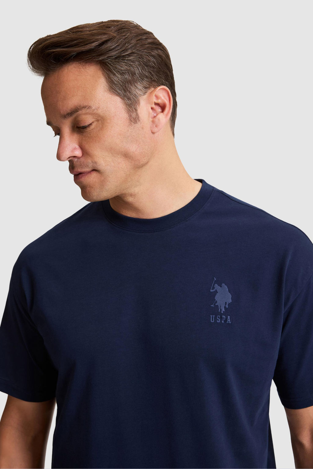 Erkek Lacivert Comfort Fit Bisiklet Yaka Basic Ti__rt