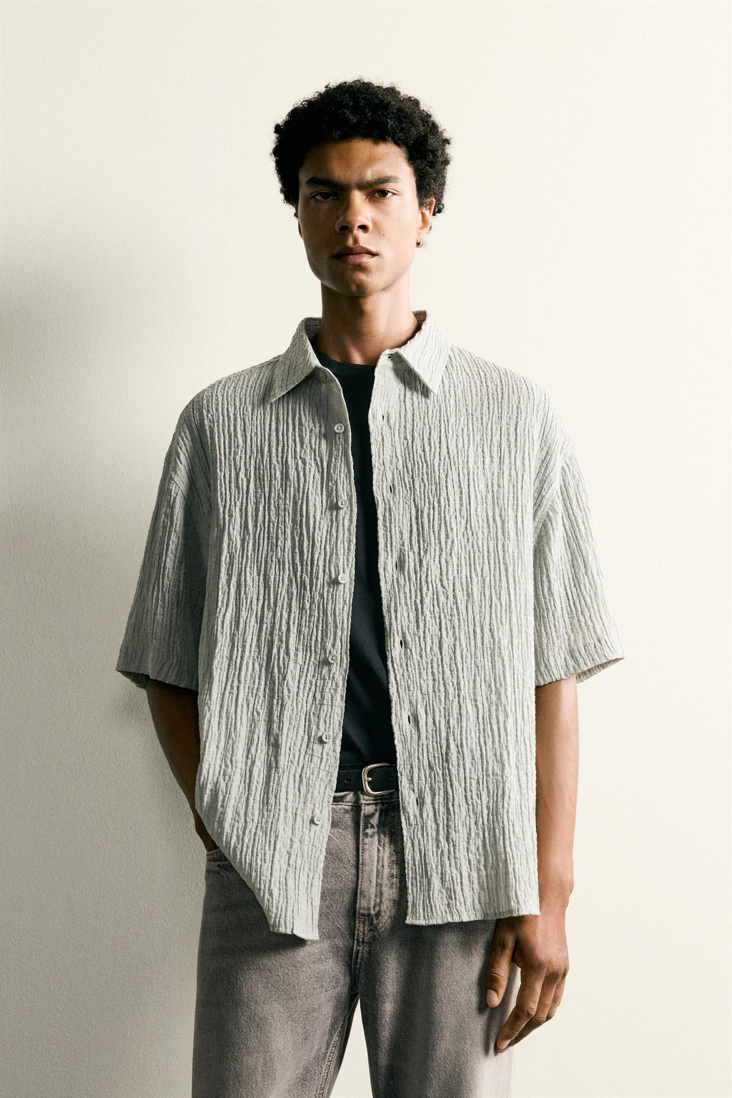 CAMISA RELAXED FIT RELIEVE / Gris claro - Zara фото 2
