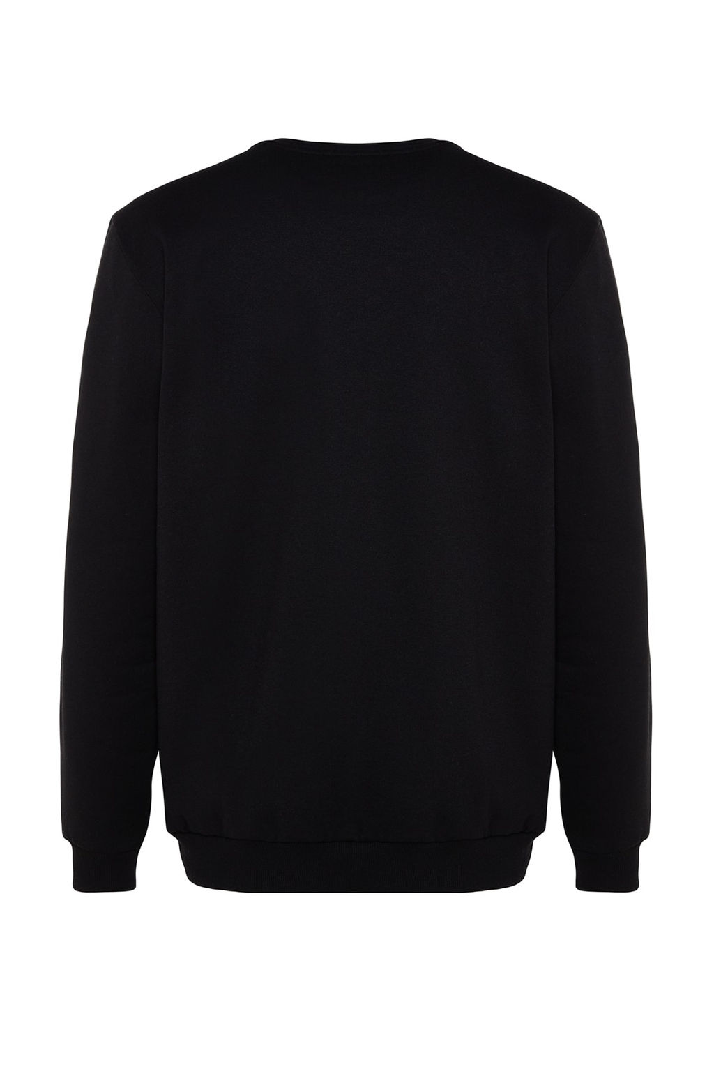 Siyah Bisiklet Yaka Regular/Normal Kesim Uzay Bask? Ici Polar/S?cak Tutan Sweatshirt TMNAW24SW00093