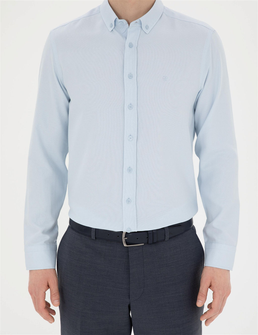 A__k Oxford Mavi Slim Fit Uzun Kollu G_mlek