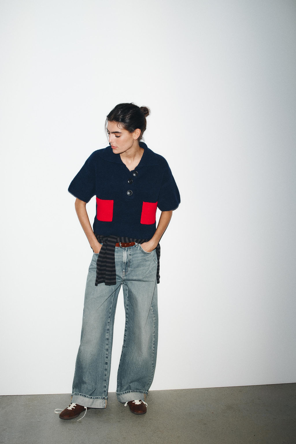 SHORT SLEEVE KNIT TOP