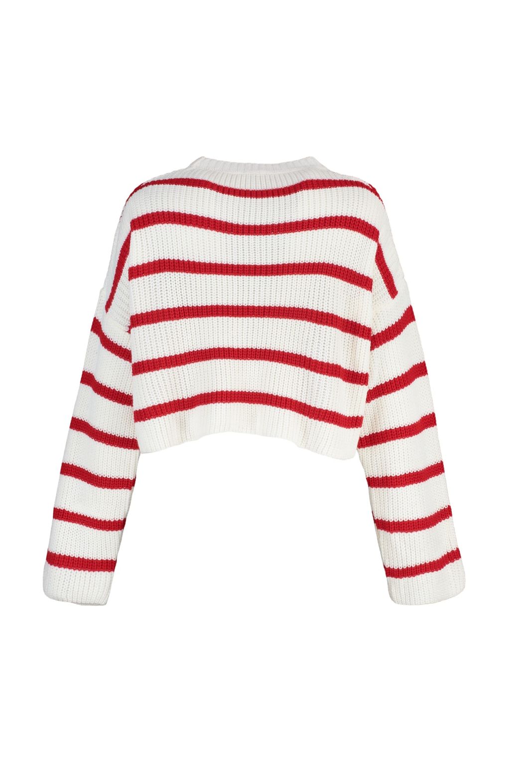 Ekru Crop Basic Cizgili Genis Kal?p Triko Kazak TWOAW23KZ00390