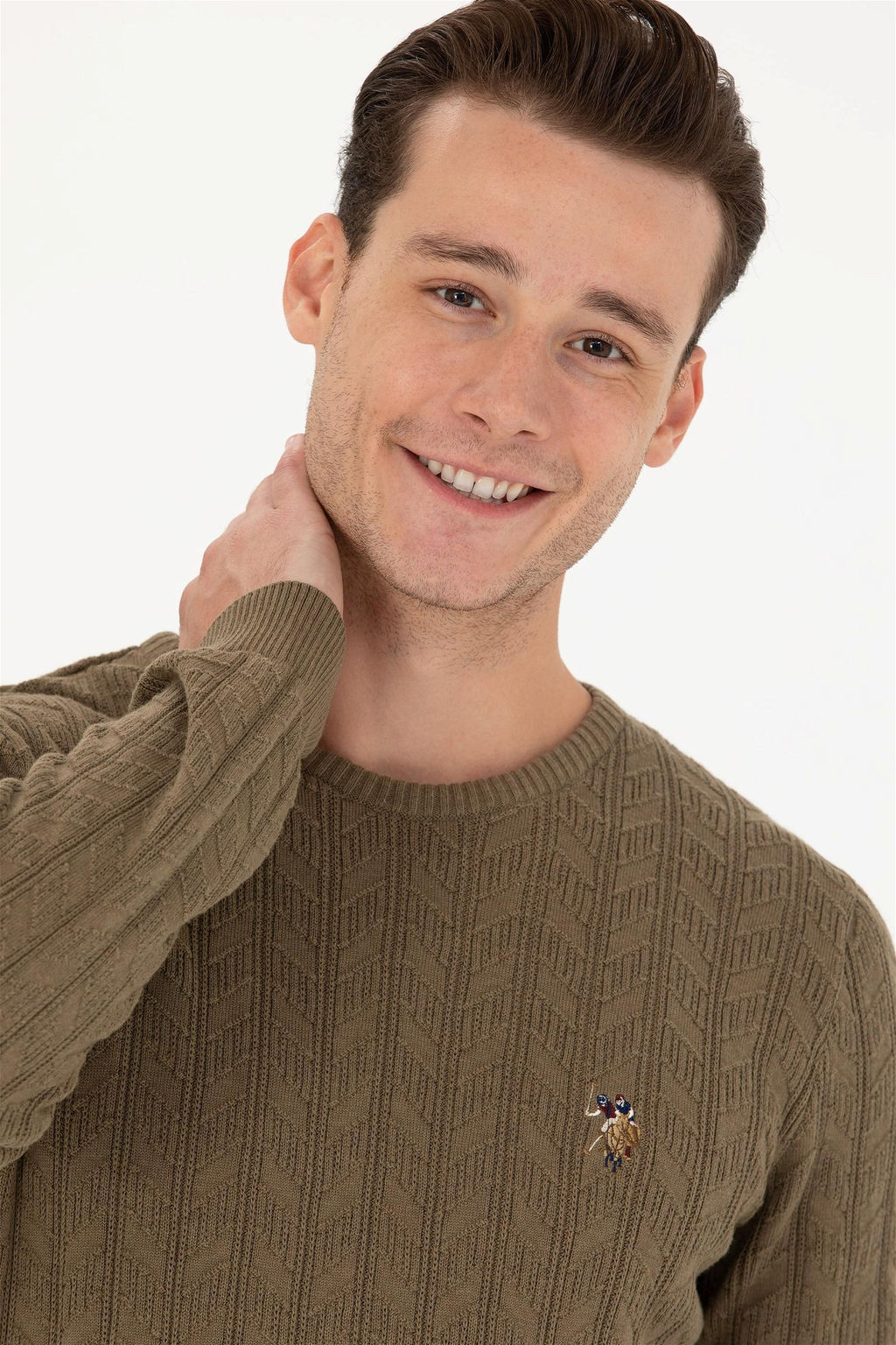 Мужской базовый свитер хаки меланжевого цвета Неожиданная скидка в корзине - U.s. polo assn фото 2