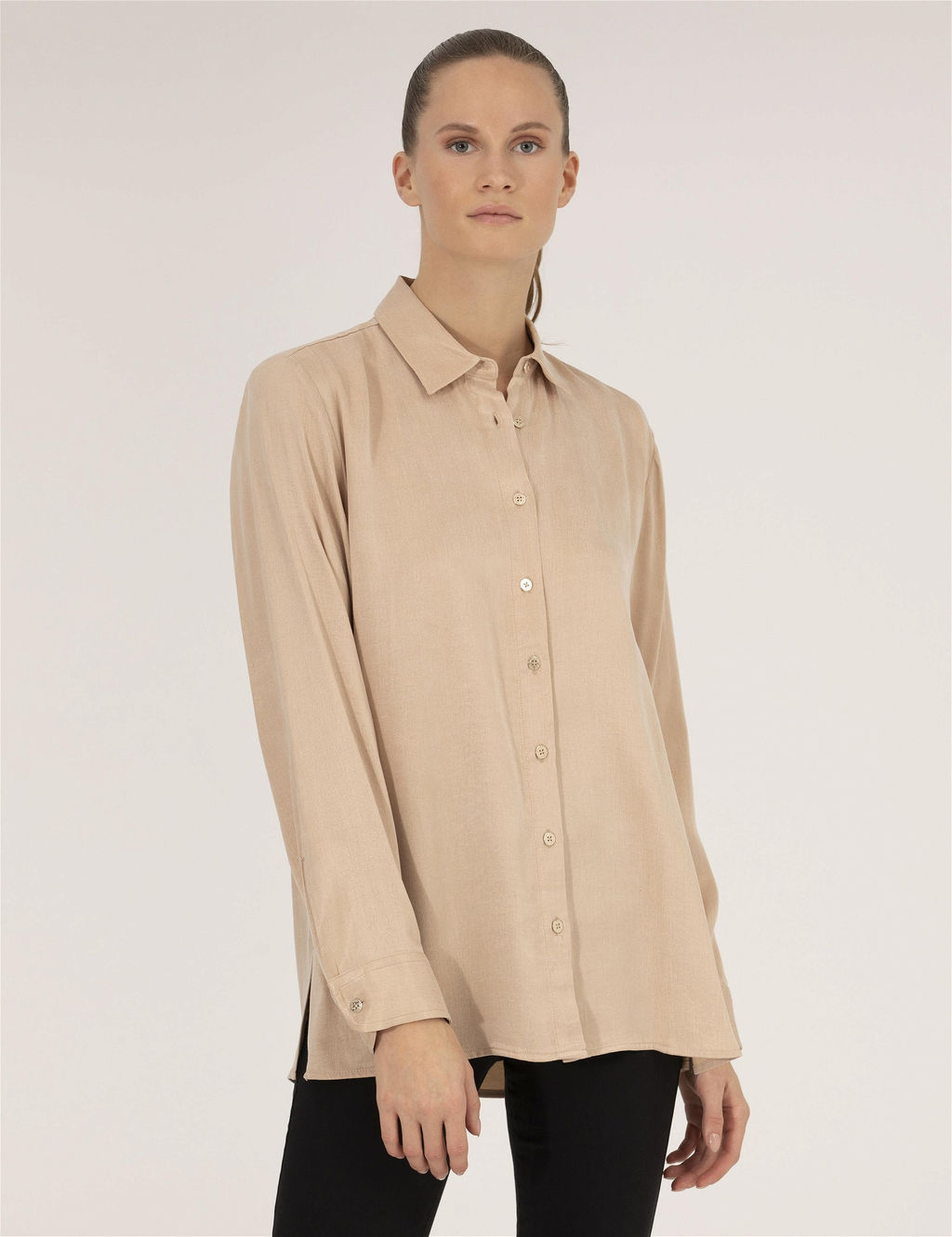 Bej Comfort Fit Uzun Kollu G_mlek